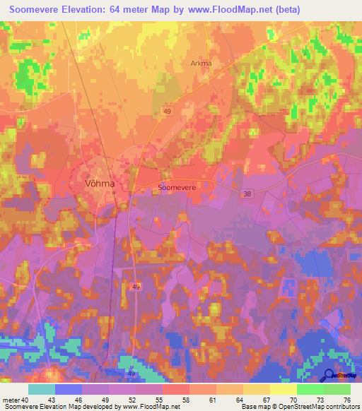 Soomevere,Estonia Elevation Map