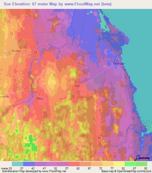 Soe,Estonia Elevation Map