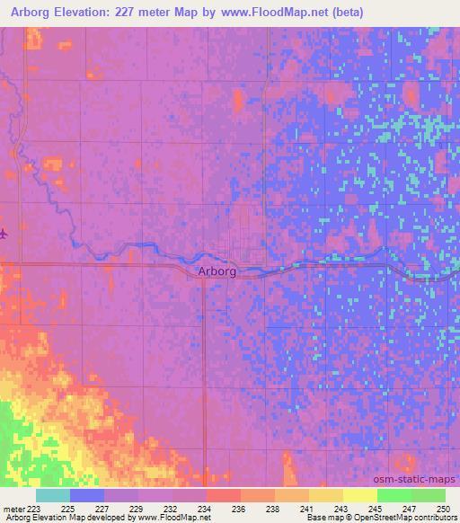 Arborg,Canada Elevation Map