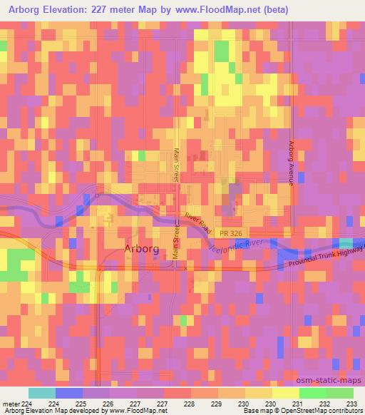 Arborg,Canada Elevation Map