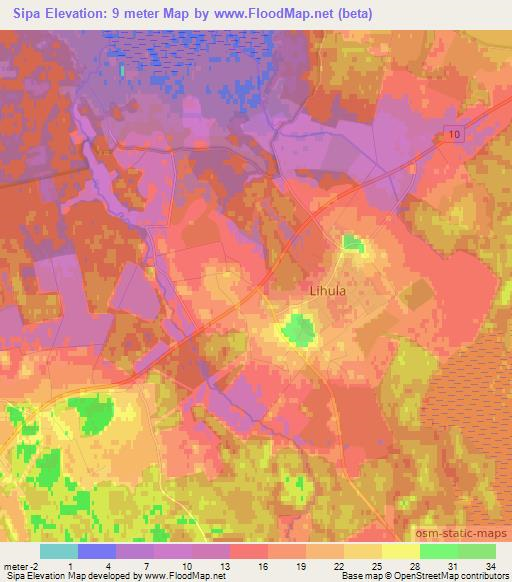 Sipa,Estonia Elevation Map