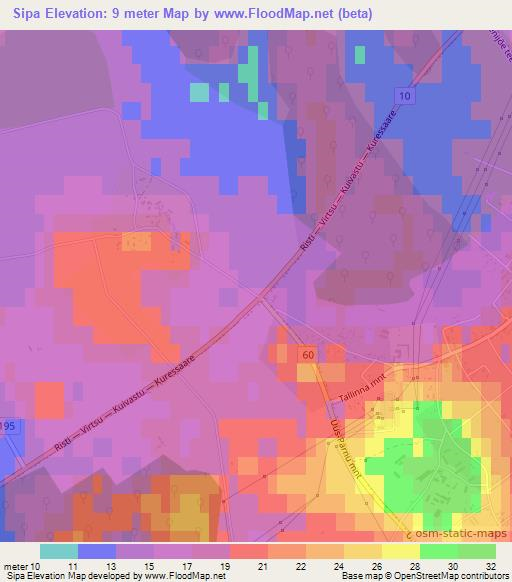 Sipa,Estonia Elevation Map