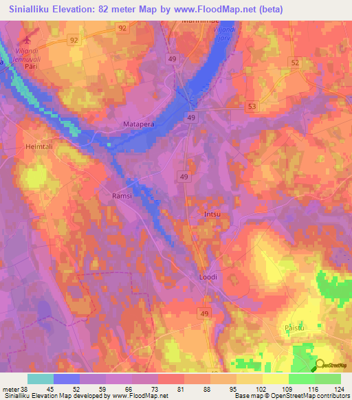 Sinialliku,Estonia Elevation Map