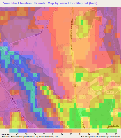 Sinialliku,Estonia Elevation Map