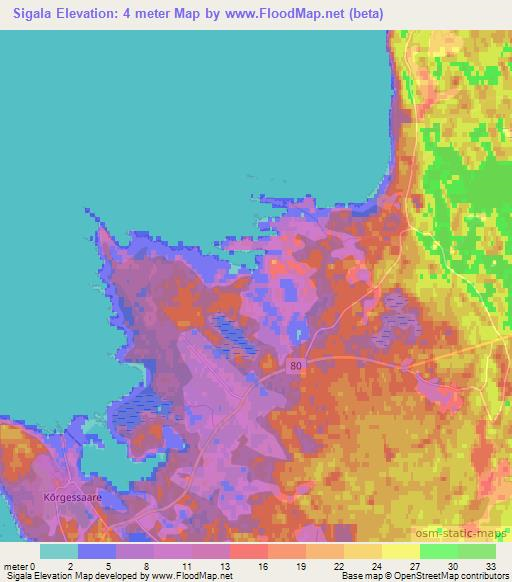 Sigala,Estonia Elevation Map