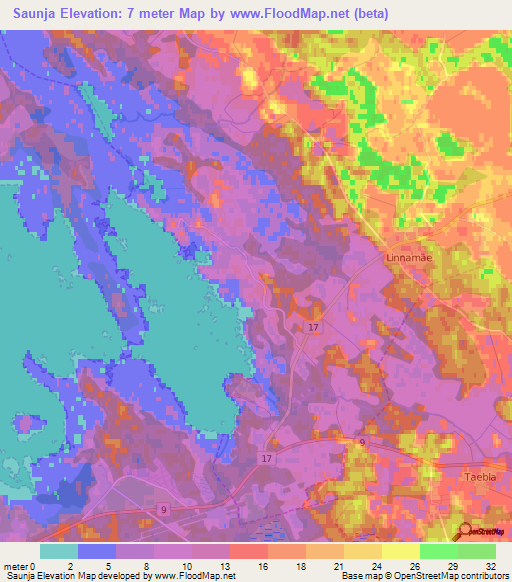 Saunja,Estonia Elevation Map