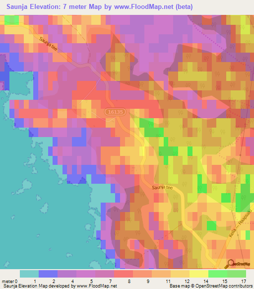 Saunja,Estonia Elevation Map