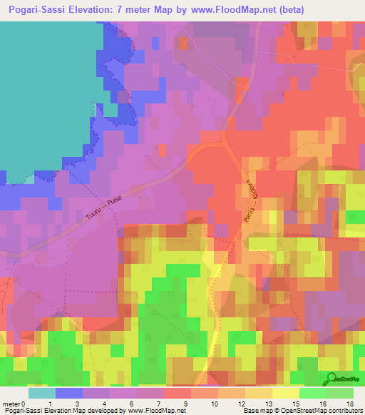 Pogari-Sassi,Estonia Elevation Map