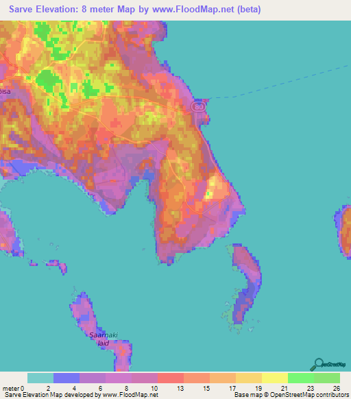 Sarve,Estonia Elevation Map