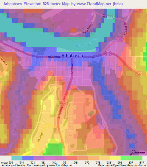 Athabasca,Canada Elevation Map