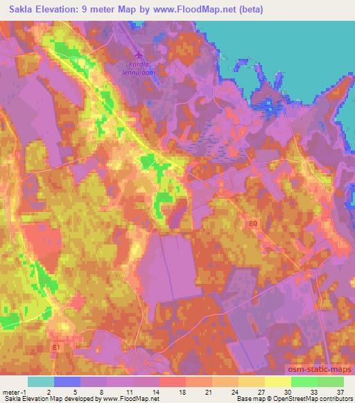 Sakla,Estonia Elevation Map