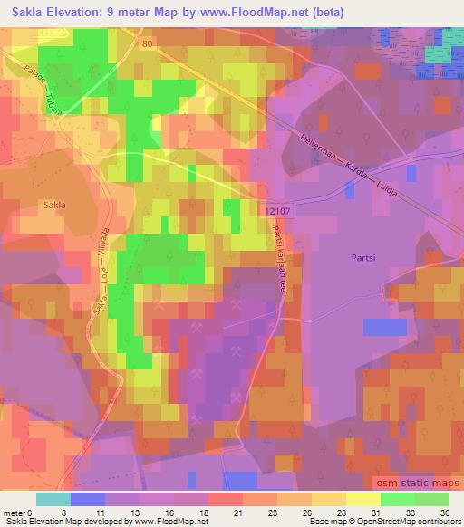 Sakla,Estonia Elevation Map