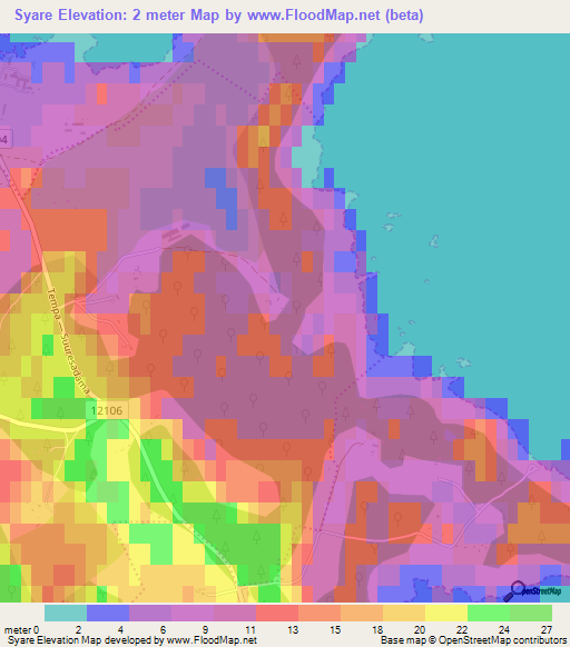 Syare,Estonia Elevation Map