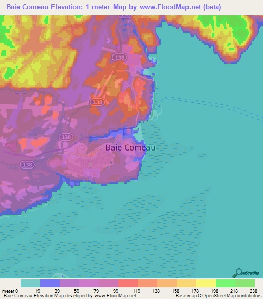 Baie-Comeau,Canada Elevation Map