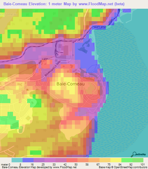 Baie-Comeau,Canada Elevation Map