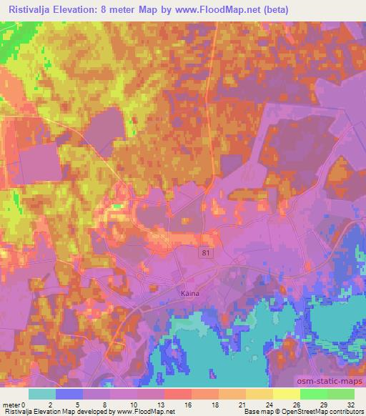 Ristivalja,Estonia Elevation Map