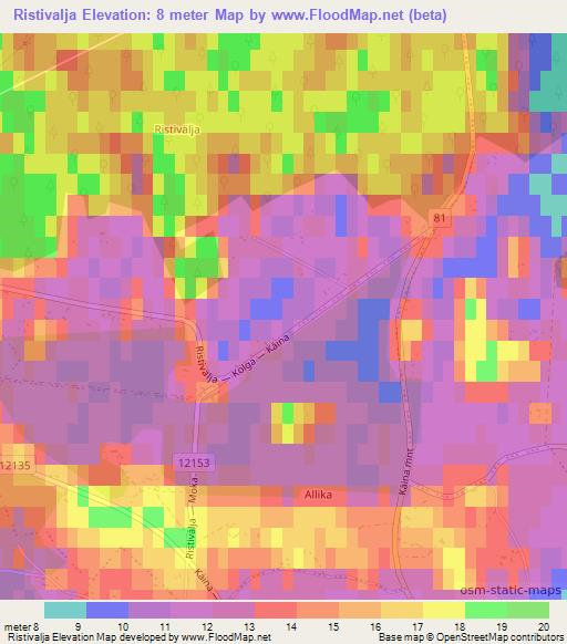 Ristivalja,Estonia Elevation Map