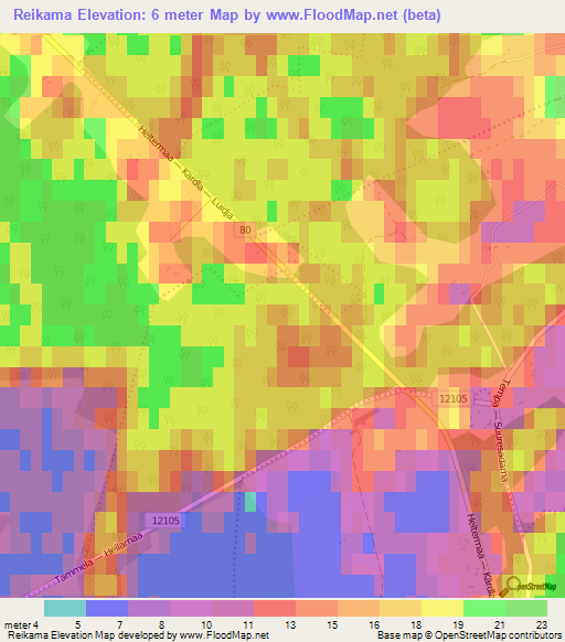 Reikama,Estonia Elevation Map