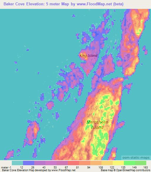 Baker Cove,Canada Elevation Map