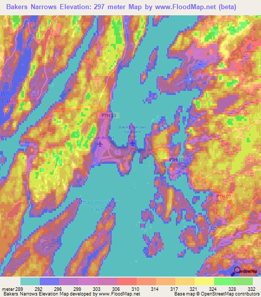 Bakers Narrows,Canada Elevation Map