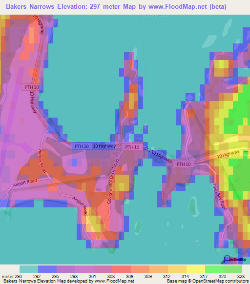 Bakers Narrows,Canada Elevation Map