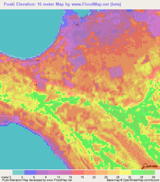 Puski,Estonia Elevation Map