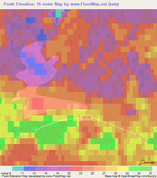 Puski,Estonia Elevation Map