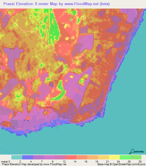 Prassi,Estonia Elevation Map