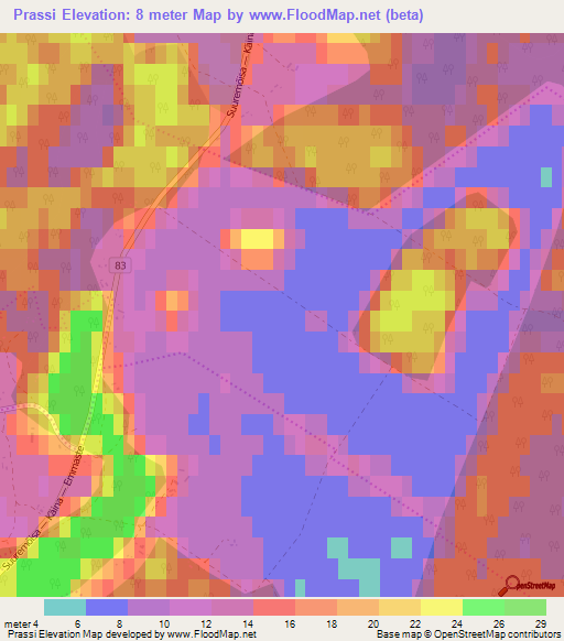 Prassi,Estonia Elevation Map