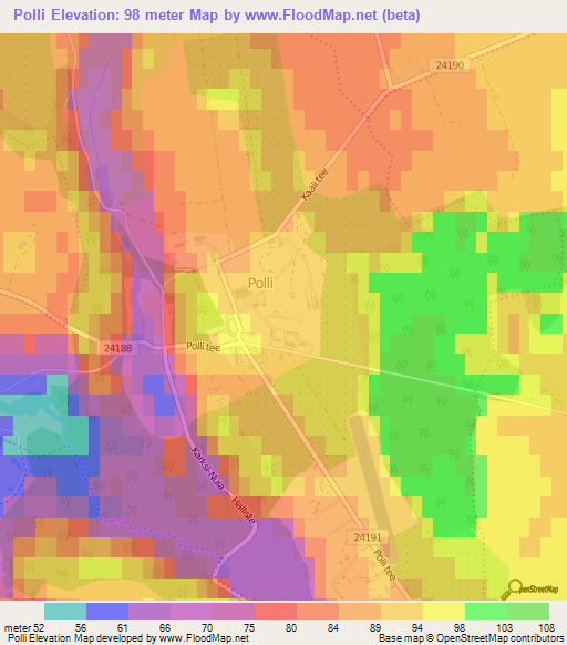 Polli,Estonia Elevation Map
