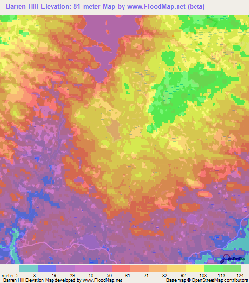 Barren Hill,Canada Elevation Map