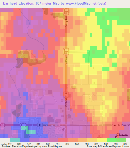 Barrhead,Canada Elevation Map