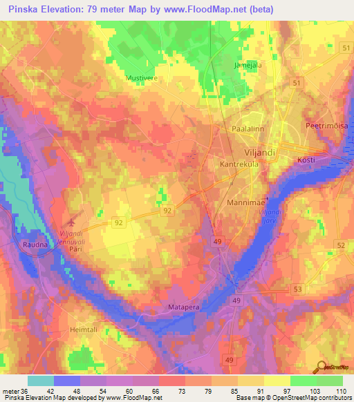 Pinska,Estonia Elevation Map