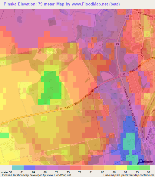 Pinska,Estonia Elevation Map