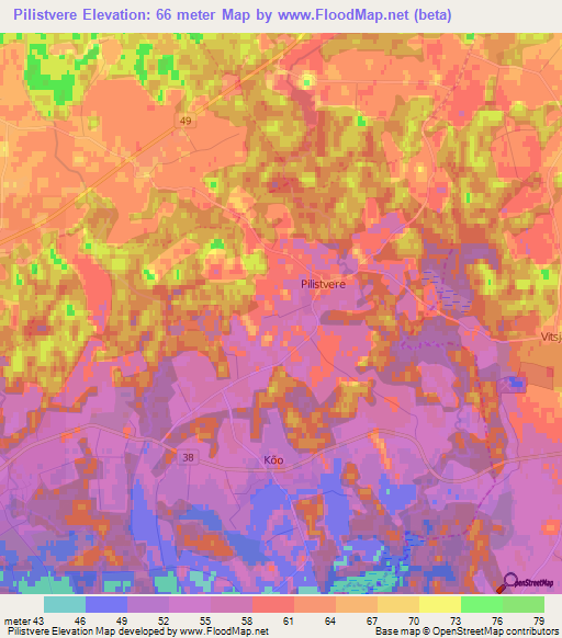 Pilistvere,Estonia Elevation Map