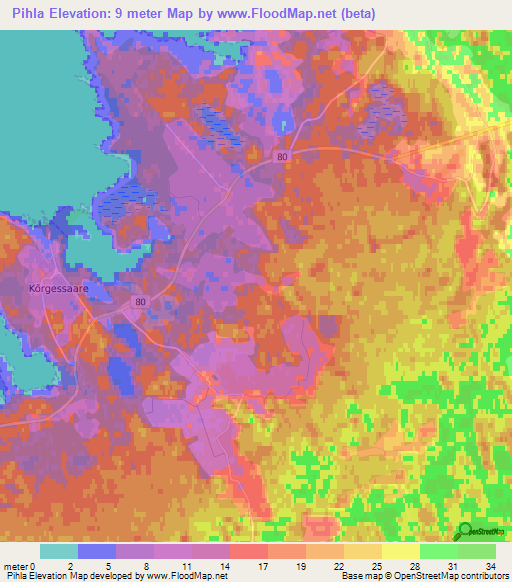 Pihla,Estonia Elevation Map