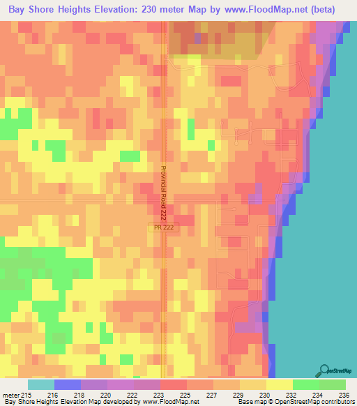 Bay Shore Heights,Canada Elevation Map