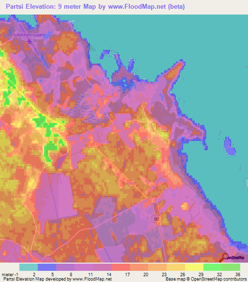 Partsi,Estonia Elevation Map