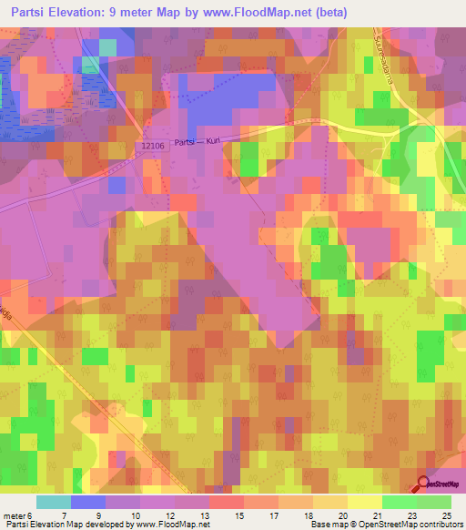 Partsi,Estonia Elevation Map