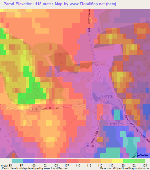 Parsti,Estonia Elevation Map