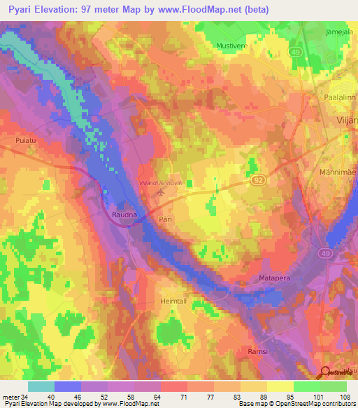 Pyari,Estonia Elevation Map