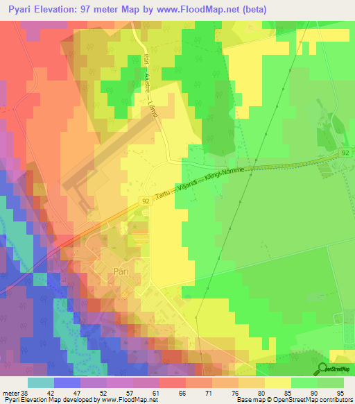 Pyari,Estonia Elevation Map