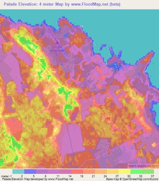 Palade,Estonia Elevation Map