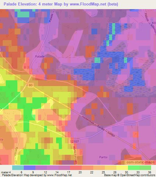 Palade,Estonia Elevation Map