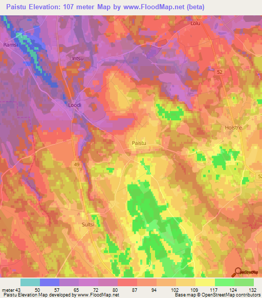 Paistu,Estonia Elevation Map