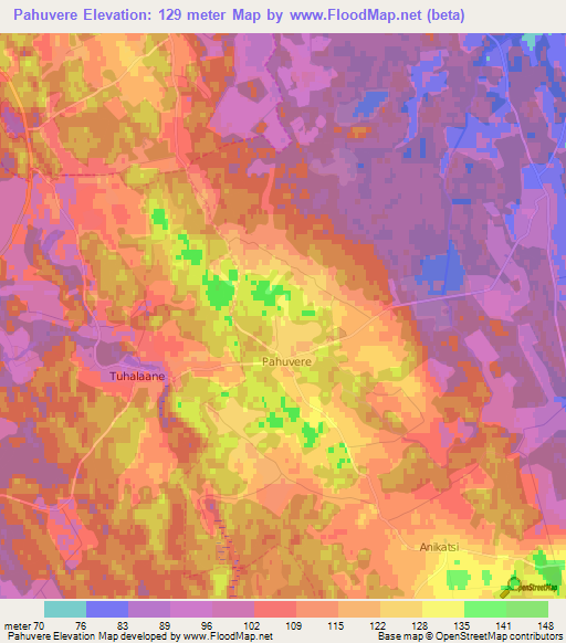 Pahuvere,Estonia Elevation Map