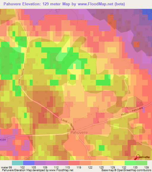 Pahuvere,Estonia Elevation Map