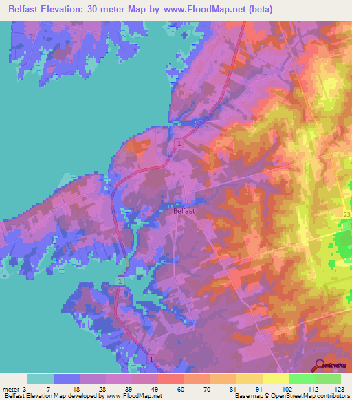 Belfast,Canada Elevation Map