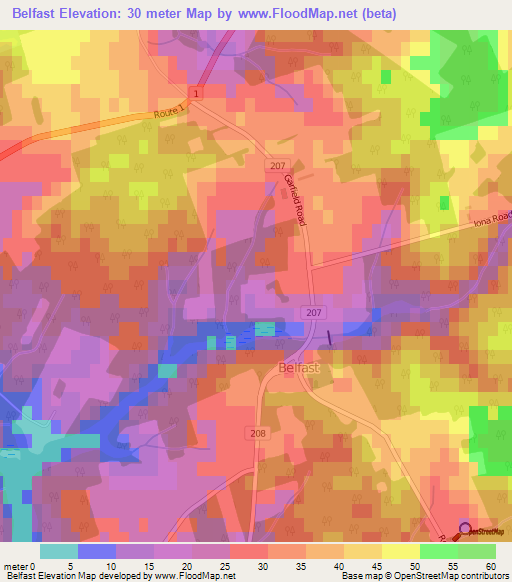 Belfast,Canada Elevation Map