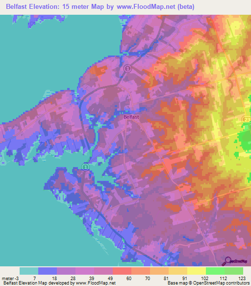 Belfast,Canada Elevation Map